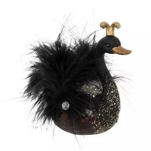 Robert Stanley Black Swan Christmas Ornament Glitter Glass Feather Decoration